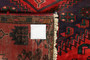 Zanjan Persian Rug 5x2 ft - Semi Antique Medallion (Toranj), Geometric Madder Red, Navy Blue, Black Hand Knotted | back view | SKU 110238