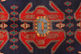 Zanjan Persian Rug 9'10" x 4'11" - Semi Antique Medallion Navy Blue, Crimson Hand Knotted | back view | SKU 110241