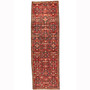 Hamadan Persian Rug 8x2 ft - Semi Antique Herati Afshan Madder Red, Navy Blue, Ivory Hand Knotted | front view | SKU 110246