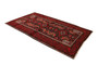 Baluch Persian Rug 7'3" x 3'11" - Semi Antique Mihrab Red, Blue Hand Knotted | detail view | SKU 110249