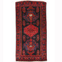 Bijar Persian Rug 7x3 ft - Semi Antique Medallion (Toranj), Geometric Madder Red, Navy Blue, Black Hand Knotted | front view | SKU 110250
