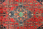Nahavand Persian Rug 10x4 ft - Semi Antique Medallion Navy Blue, Red Hand Knotted | back view | SKU 110251