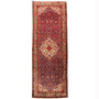 Farahan Persian Rug 10x3 ft - Semi Antique Medallion (Toranj), Herati (Mahi) Madder Red, Cream, Navy Blue Hand Knotted | front view | SKU 110252