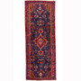 Zanjan Persian Rug 10x3 ft - Semi Antique Medallion (Toranj), Herati (Mahi) Navy Blue, Crimson, Madder Red Hand Knotted | front view | SKU 110286
