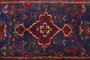 Zanjan Persian Rug 10x3 ft - Semi Antique Medallion Navy Blue, Crimson Hand Knotted | side view | SKU 110286