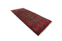 Hamadan Persian Rug 11'4" x 4'11" - Semi Antique Afshan Red, Blue Hand Knotted | corner detail | SKU 110288