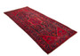 Zanjan Persian Rug 10'8" x 4'11" - Semi Antique Medallion Navy Blue, Crimson Hand Knotted | detail view | SKU 110289