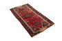 Zanjan Persian Rug 4x2 ft - Semi Antique Medallion (Toranj), Herati (Mahi) Madder Red, Crimson, Navy Blue Hand Knotted | detail view | SKU 110290