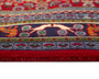 Zanjan Persian Rug 10'0" x 6'9" - Semi Antique Medallion Navy Blue, Crimson Hand Knotted | corner detail | SKU 110292