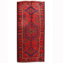 Zanjan Persian Rug 8'3" x 4'7" - Semi Antique Medallion Navy Blue, Crimson Hand Knotted | front view | SKU 110294