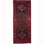 Bijar Persian Rug 12x4 ft - Semi Antique Medallion (Toranj), Geometric Dark Red, Navy Blue, Black Hand Knotted | front view | SKU 110301