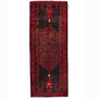 Bijar Persian Rug 12'2" x 4'11" - Semi Antique Medallion Crimson, Navy Blue Hand Knotted | front view | SKU 110305