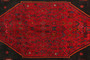 Bijar Persian Rug 12x5 ft - Semi Antique Medallion Crimson, Navy Blue Hand Knotted | corner detail | SKU 110312