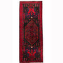 Bijar Persian Rug 13'10" x 4'11" - Semi Antique Medallion Crimson, Navy Blue Hand Knotted | front view | SKU 110313