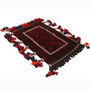 Shiraz Persian Rug 3x2 ft - Semi Antique Geometric, Diamond Lattice Dark Red, Navy Blue, Black Hand Knotted | back view | SKU 110328
