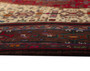 Senneh Persian Rug 13'9" x 5'1" - Semi Antique Medallion Crimson, Navy Blue Hand Knotted | corner detail | SKU 110330