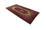 Senneh Persian Rug 10'6" x 5'3" - Semi Antique Medallion Crimson, Navy Blue Hand Knotted | detail view | SKU 110331