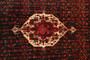 Senneh Persian Rug 11'6" x 4'10" - Semi Antique Medallion Crimson, Navy Blue Hand Knotted | side view | SKU 110332