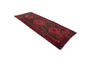 Senneh Persian Rug 12x4 ft - Semi Antique Medallion (Toranj), Herati (Mahi) Crimson, Navy Blue, Madder Red Hand Knotted | detail view | SKU 110333