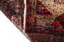 Senneh Persian Rug 13'5" x 5'0" - Semi Antique Medallion Crimson, Navy Blue Hand Knotted | corner detail | SKU 110334