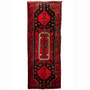 Senneh Persian Rug 9'10" x 3'11" - Semi Antique Medallion Crimson, Navy Blue Hand Knotted | front view | SKU 110336