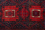 Senneh Persian Rug 10x4 ft - Semi Antique Medallion (Toranj), Geometric Dark Red, Navy Blue, Crimson Hand Knotted | back view | SKU 110337