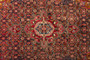 Senneh Persian Rug 10x5 ft - Semi Antique Medallion Crimson, Navy Blue Hand Knotted | back view | SKU 110343