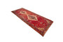 Bijar Persian Rug 13'10" x 5'5" - Semi Antique Medallion Crimson, Navy Blue Hand Knotted | detail view | SKU 110349