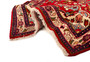 Hamadan Persian Rug 4'5" x 3'1" - Semi Antique Afshan Red, Blue Hand Knotted | corner detail | SKU 110361