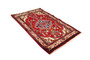 Hamadan Persian Rug 4x2 ft - Semi Antique Afshan Red, Blue Hand Knotted | detail view | SKU 110362