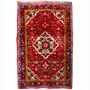 Hamadan Persian Rug 4'9" x 3'1" - Semi Antique Afshan Red, Blue Hand Knotted | front view | SKU 110364