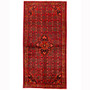 Kurdish Persian Rug 11x5 ft - Semi Antique Medallion Toranj, Herati Mahi Madder Red, Dark Red, Navy Blue Hand Knotted | front view | SKU 110366