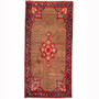Kurdish Persian Rug 10x5 ft - Semi Antique Medallion Red, Blue Hand Knotted | front view | SKU 110368