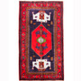 Bijar Persian Rug 8x4 ft - Semi Antique Medallion Crimson, Navy Blue Hand Knotted | front view | SKU 110369