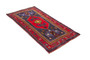 Bijar Persian Rug 8x4 ft - Semi Antique Medallion Crimson, Navy Blue Hand Knotted | corner detail | SKU 110370