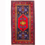 Bijar Persian Rug 8'7" x 4'10" - Semi Antique Medallion Crimson, Navy Blue Hand Knotted | front view | SKU 110371