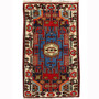 Saveh Persian Rug 4x2 ft - Semi Antique Medallion Red, Brown Hand Knotted | front view | SKU 110378