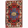 Saveh Persian Rug 4x2 ft - Semi Antique Medallion Red, Brown Hand Knotted | front view | SKU 110379