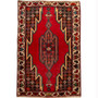 Saveh Persian Rug 4'6" x 2'9" - Semi Antique Medallion Red, Brown Hand Knotted | front view | SKU 110380