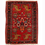 Hamadan Persian Rug 3'11" x 2'9" - Semi Antique Afshan Red, Blue Hand Knotted | front view | SKU 110384