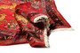 Hamadan Persian Rug 3'11" x 2'9" - Semi Antique Afshan Red, Blue Hand Knotted | side view | SKU 110384