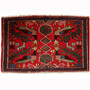 Saveh Persian Rug 3x2 ft - Semi Antique Geometric, Tribal and Nomadic Madder Red, Dark Red, Forest Green Hand Knotted | front view | SKU 110385