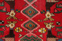 Saveh Persian Rug 3x2 ft - Semi Antique Geometric, Tribal and Nomadic Madder Red, Dark Red, Forest Green Hand Knotted | corner detail | SKU 110385