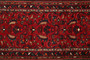 Hamadan Persian Rug 16x3 ft - Semi Antique Herati Afshan Madder Red, Navy Blue, Ivory Hand Knotted | detail view | SKU 110389