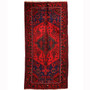 Zanjan Persian Rug 7x3 ft - Semi Antique Medallion (Toranj), Geometric Crimson, Navy Blue, Dark Red Hand Knotted | front view | SKU 110390