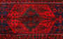 Zanjan Persian Rug 7'1" x 3'5" - Semi Antique Medallion Navy Blue, Crimson Hand Knotted | back view | SKU 110390