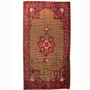 Kurdish Persian Rug 9x5 ft - Semi Antique Medallion (Toranj), Herati (Mahi) Camel, Madder Red, Navy Blue Hand Knotted | front view | SKU 110400