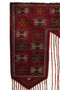 Turkmen Persian Rug 6x3 ft - Semi Antique Geometric, Turkmen Gul Burgundy, Cream, Dark Red Hand Knotted | corner detail | SKU 110407