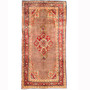 Kurdish Persian Rug 10x5 ft - Semi Antique Medallion Red, Blue Hand Knotted | front view | SKU 110408