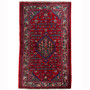 Hamadan Persian Rug 4x2 ft - Semi Antique Afshan Red, Blue Hand Knotted | front view | SKU 110413
